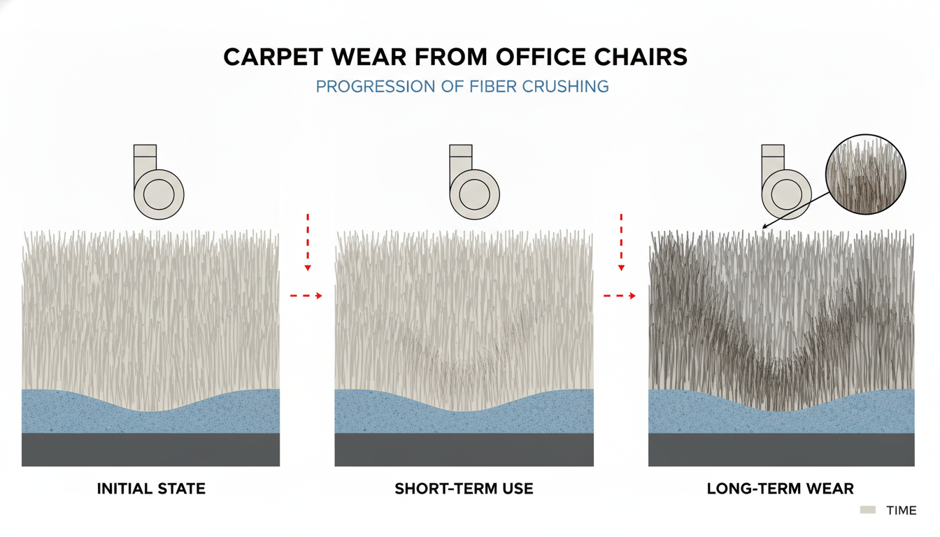 carpet wear from wheels