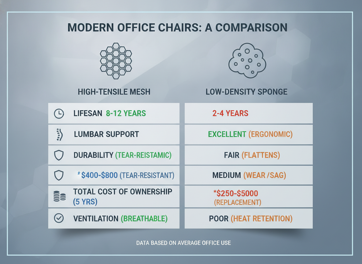 comparison chart for foam and mesh