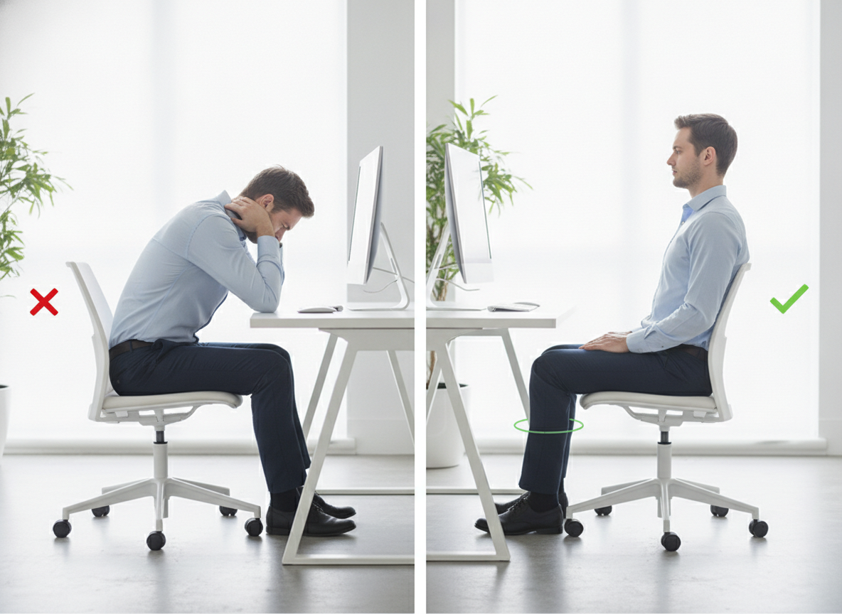 good vs bad sitting posture
