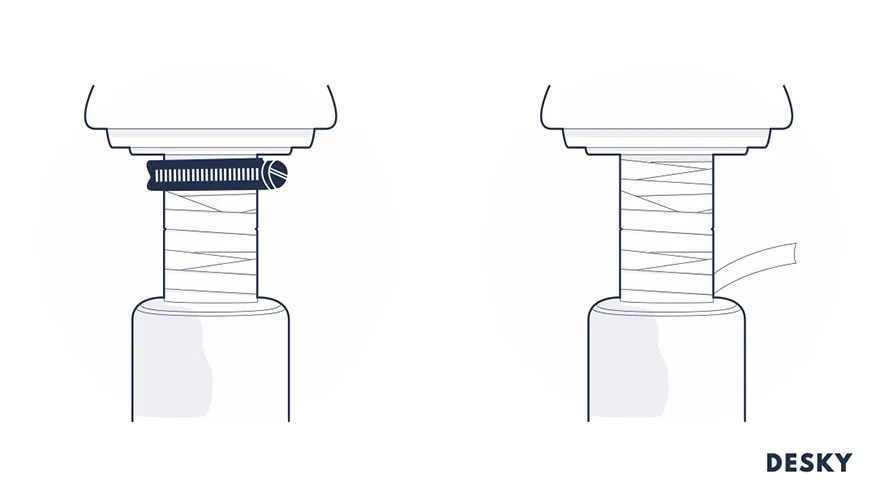 hose clamp and duct tape technique on fixing a sinking office chair