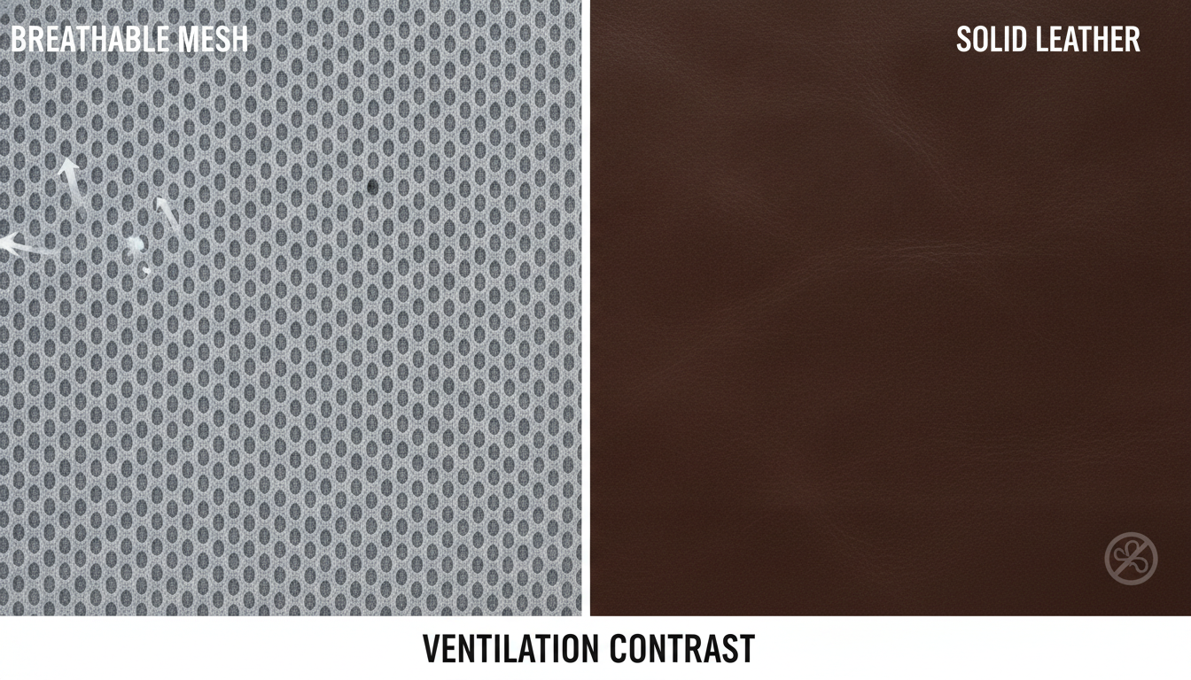 mesh and leather close up