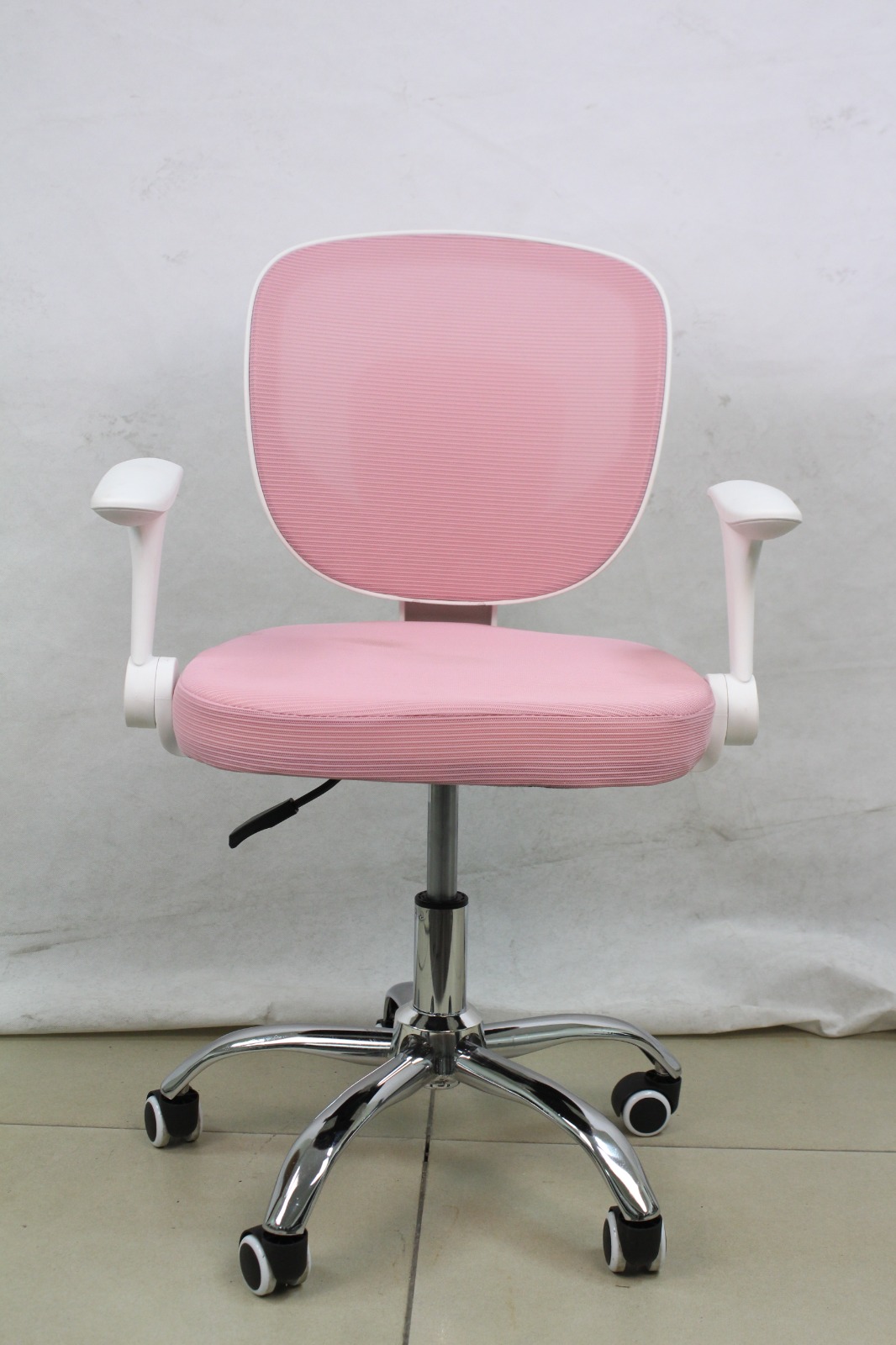 Pink Mesh Study Chair with Flip-Up Arms, front view