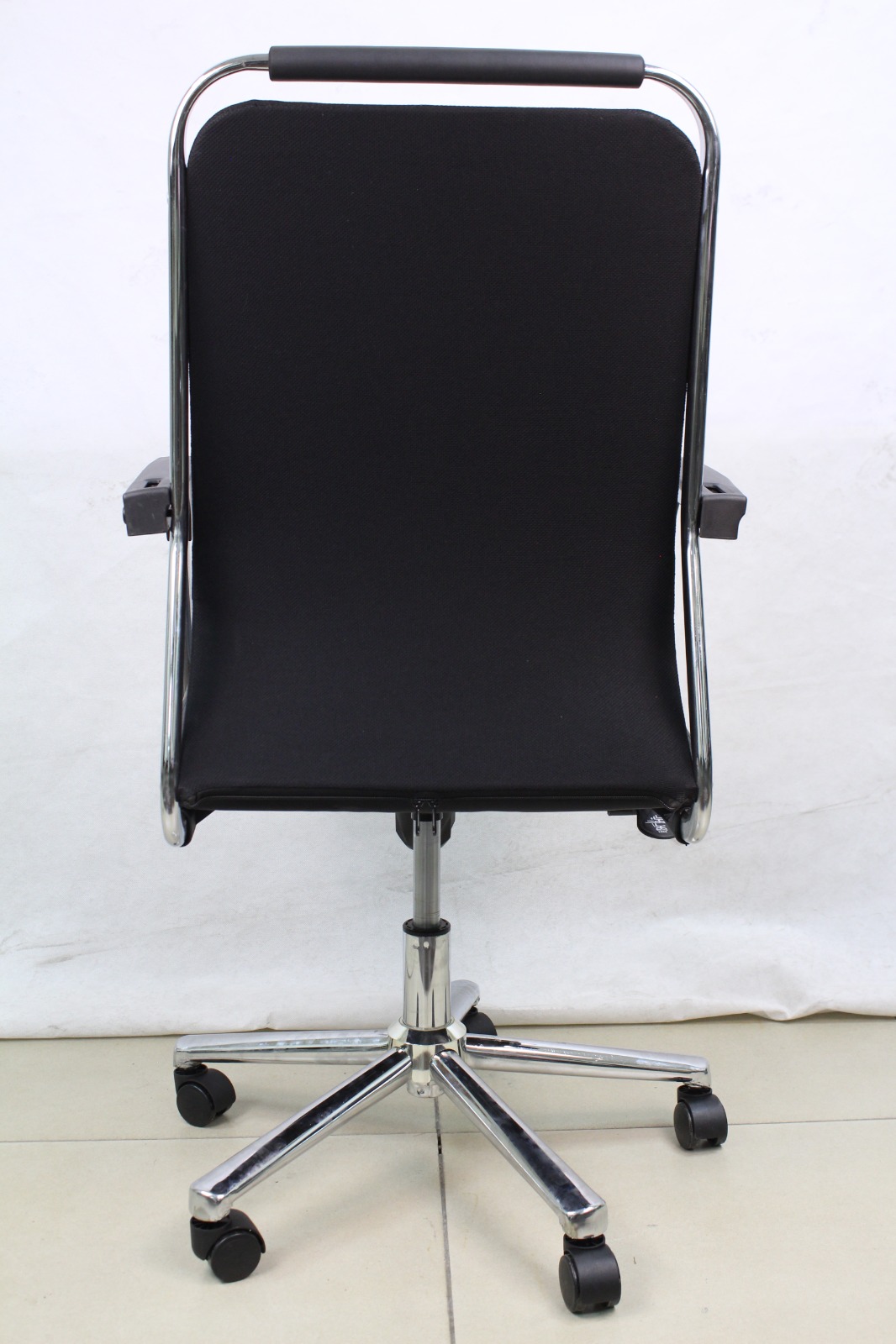 Black Diamond Stitch Leather Mid Back Office Chair, back view