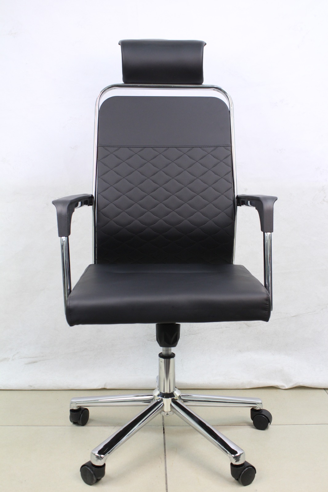 Black Diamond Stitch Executive Chair with Headrest, front view