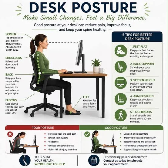 ergonomic features for goof posture